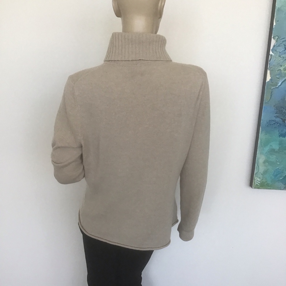 Lafayette 148 New York Beige Tan Turtleneck 100% Cashmere Sweater Old Money L - Picture 3 of 4